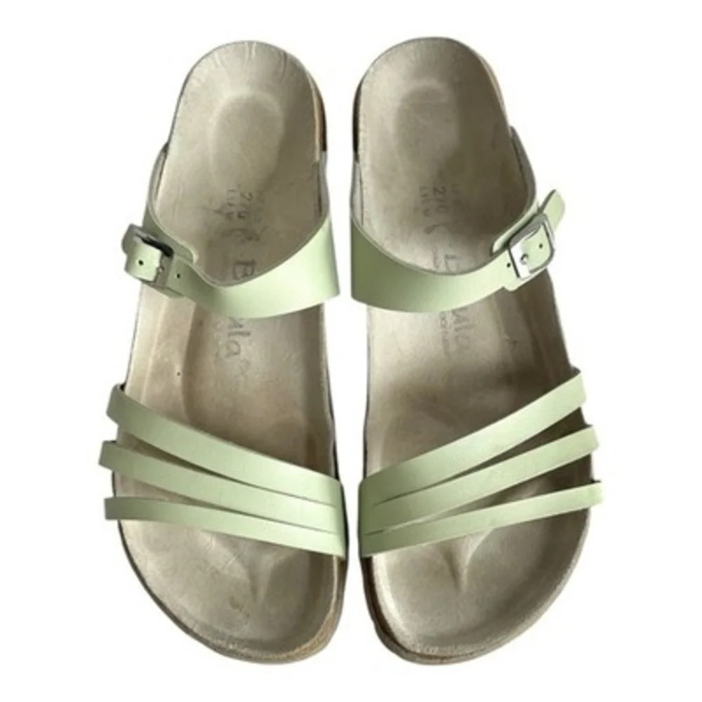 Betula Birkenstock Light Green Leather Slide Sandals Narrow Women Size 11 Good+